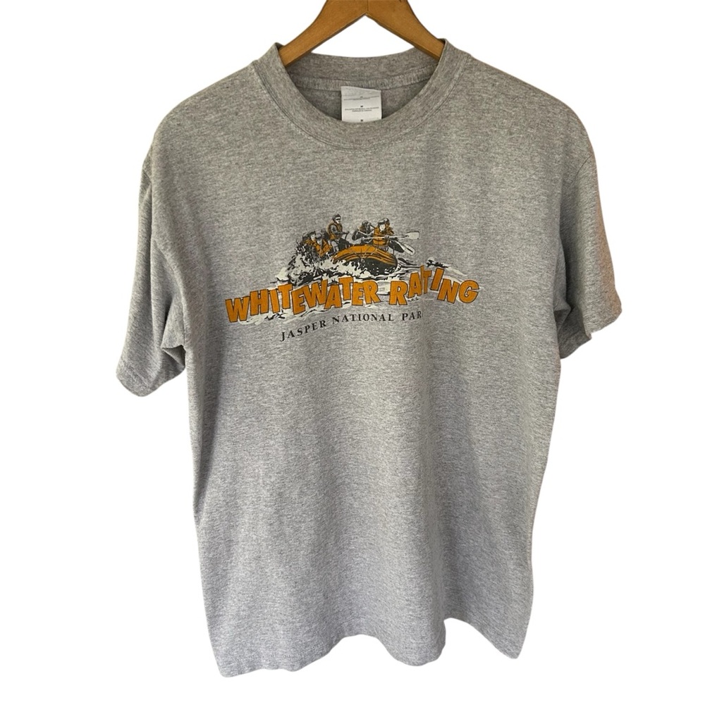 Vintage 90s Graphic T-Shirt Whitewater Rafting Jasper Made in Canada